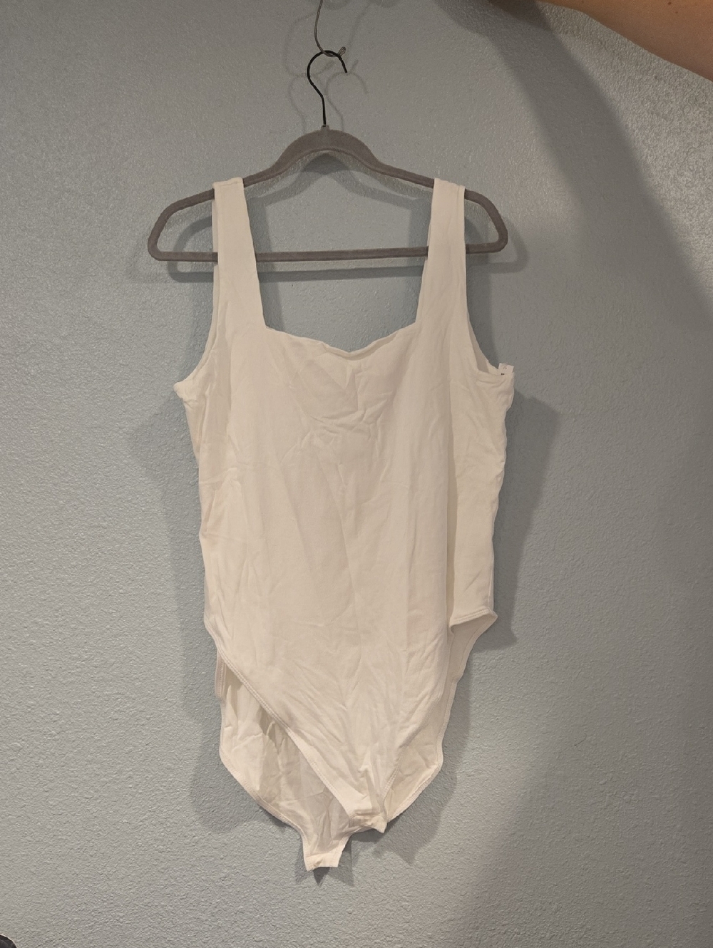 White Square Neck One-Piece Bodysuit